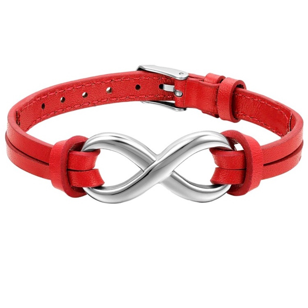 New Red band silver adjustable infinity bracelet